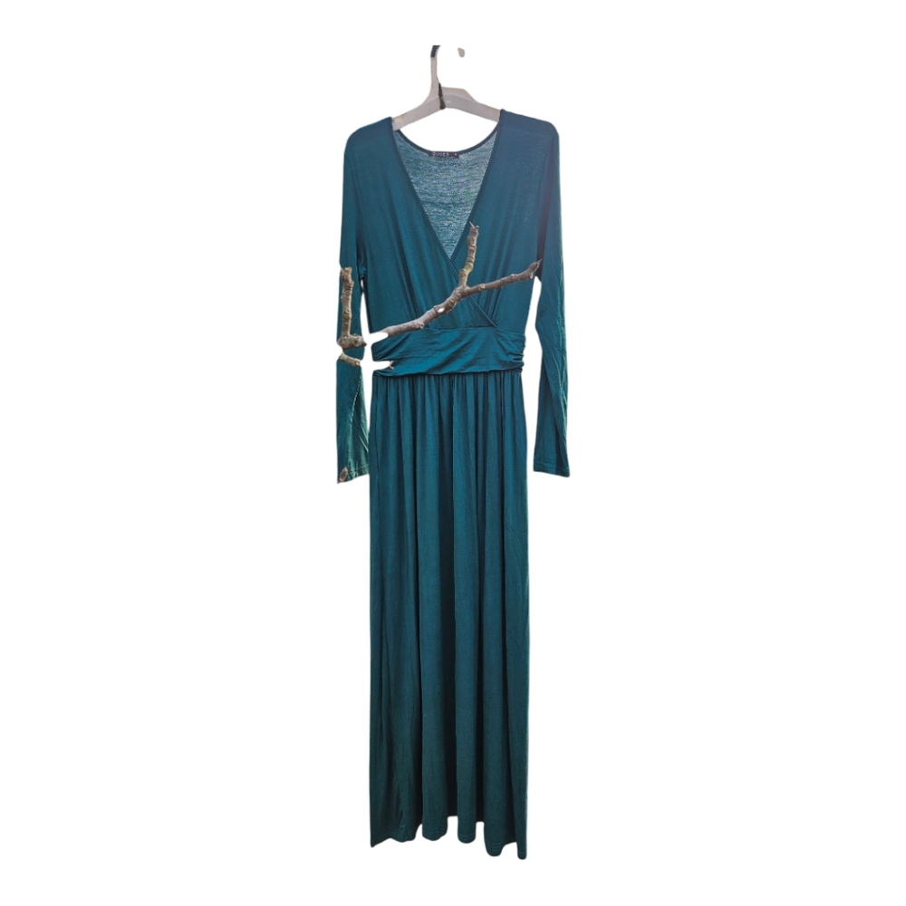 Ouges Rich Green Maxi Dress M V-Neck, Waistband, … - image 2